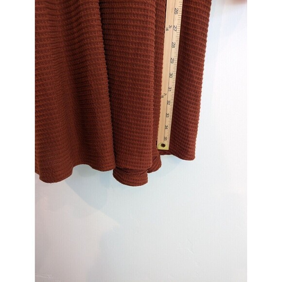 Cynthia Rowley Dress Women Size M Burnt Orange Waffle Knit Cowl Neck Long Sleeve - Picture 10 of 10